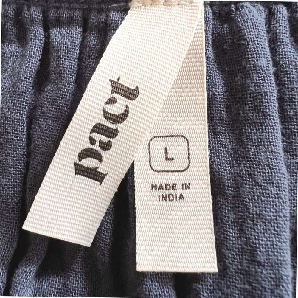 Pact Organic Cotton Gauze Tiered Midi Dress Blue V-Neck Pockets Comfy size Large - Picture 5 of 8